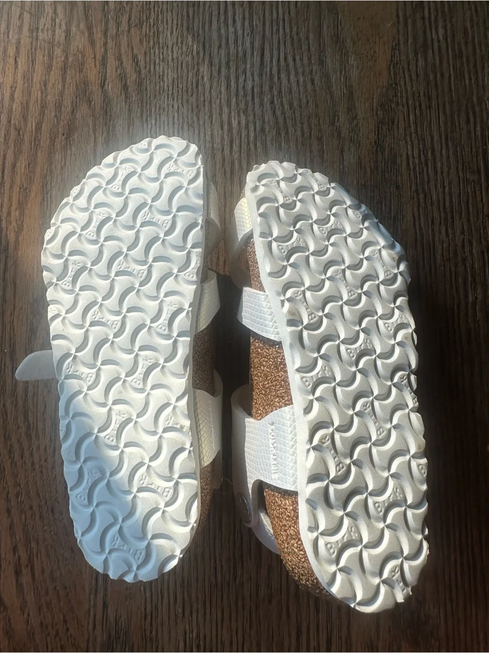 Birkenstock Kids White Double-Strap Sandals with Silver Buckles
